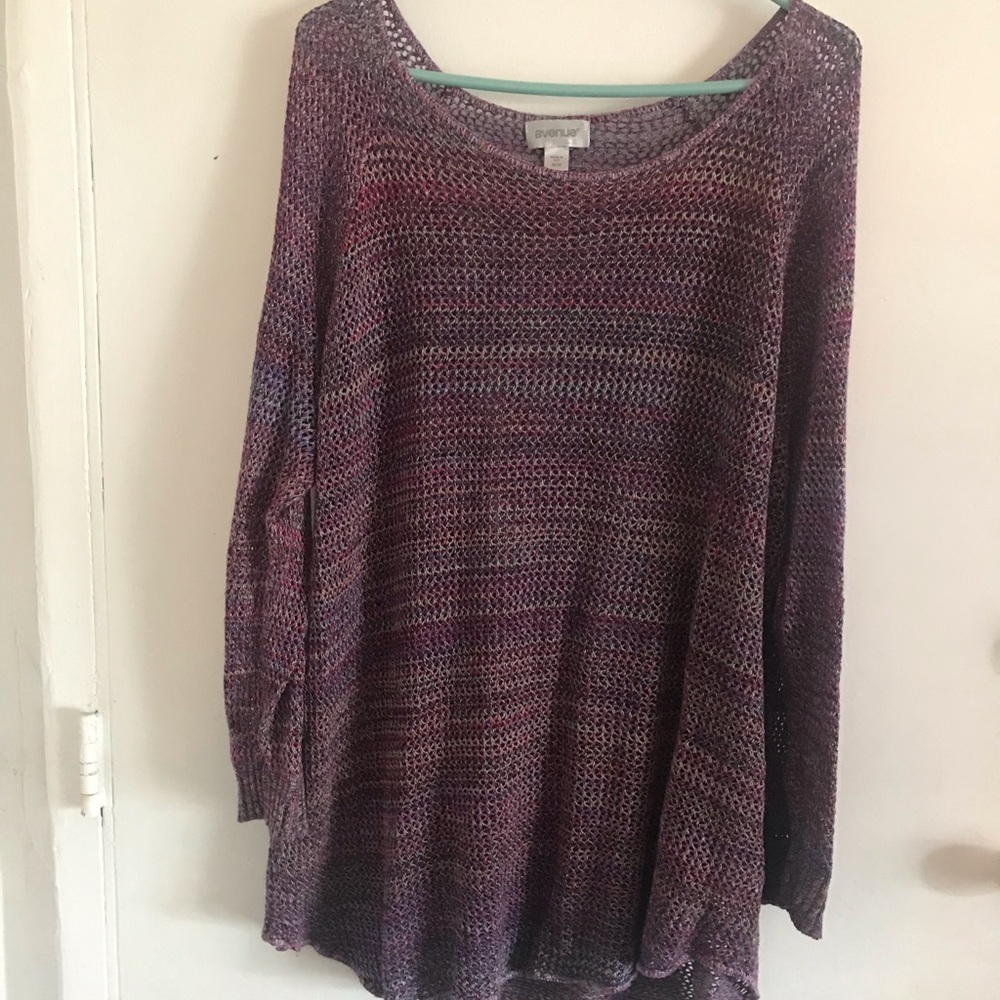 Avenue open knit size 26/26 purple multi sweater